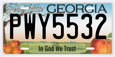 GA license plate PWY5532