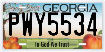 GA license plate PWY5534