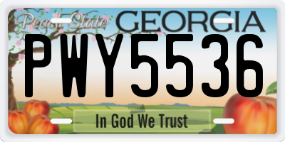 GA license plate PWY5536