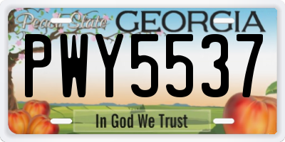 GA license plate PWY5537