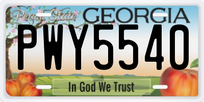 GA license plate PWY5540