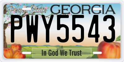 GA license plate PWY5543