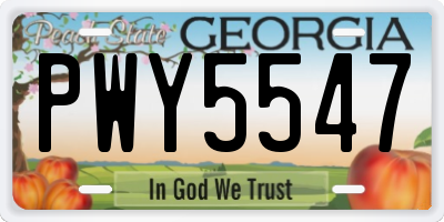 GA license plate PWY5547