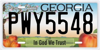 GA license plate PWY5548
