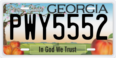 GA license plate PWY5552