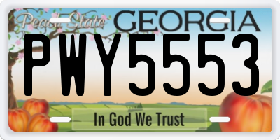 GA license plate PWY5553