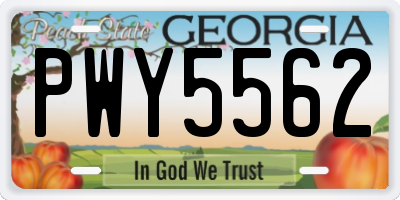 GA license plate PWY5562