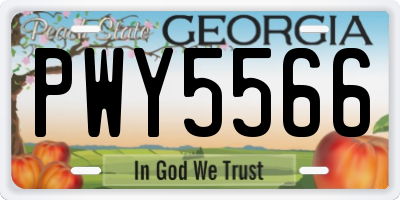 GA license plate PWY5566