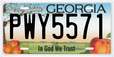 GA license plate PWY5571
