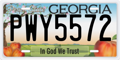 GA license plate PWY5572