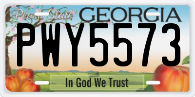 GA license plate PWY5573