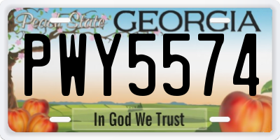 GA license plate PWY5574