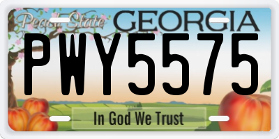 GA license plate PWY5575