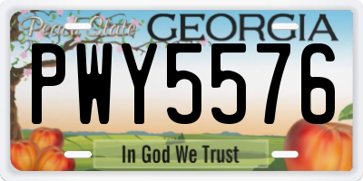 GA license plate PWY5576