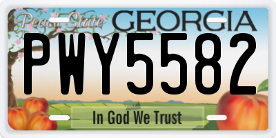 GA license plate PWY5582