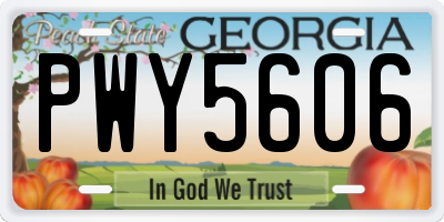 GA license plate PWY5606