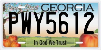 GA license plate PWY5612
