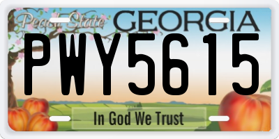 GA license plate PWY5615
