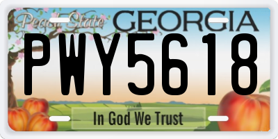 GA license plate PWY5618
