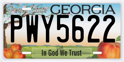 GA license plate PWY5622