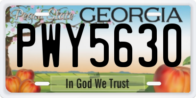 GA license plate PWY5630