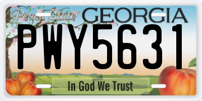 GA license plate PWY5631