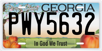 GA license plate PWY5632