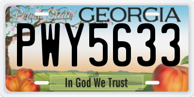 GA license plate PWY5633
