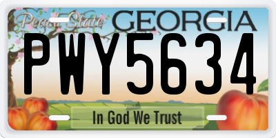 GA license plate PWY5634