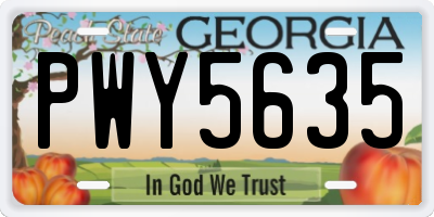 GA license plate PWY5635