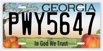 GA license plate PWY5647