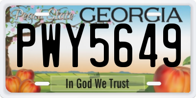 GA license plate PWY5649