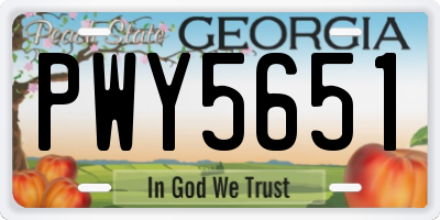GA license plate PWY5651