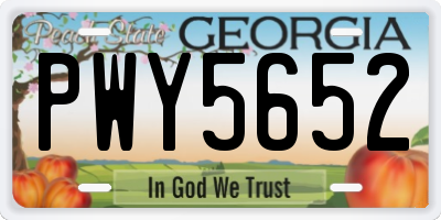 GA license plate PWY5652