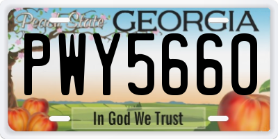 GA license plate PWY5660