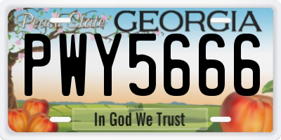 GA license plate PWY5666
