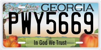 GA license plate PWY5669