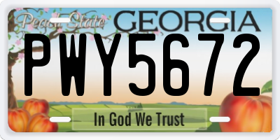 GA license plate PWY5672