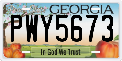 GA license plate PWY5673
