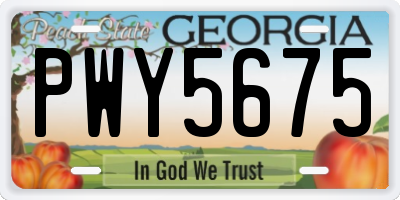 GA license plate PWY5675