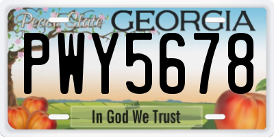 GA license plate PWY5678