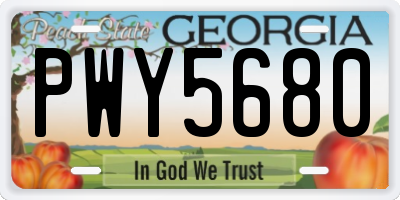 GA license plate PWY5680