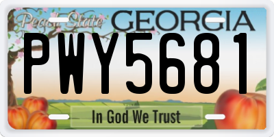 GA license plate PWY5681