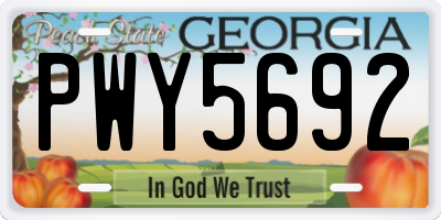 GA license plate PWY5692