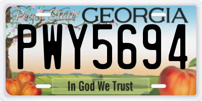 GA license plate PWY5694