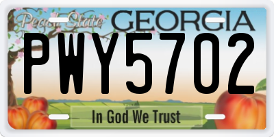 GA license plate PWY5702