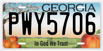 GA license plate PWY5706