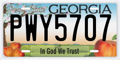 GA license plate PWY5707