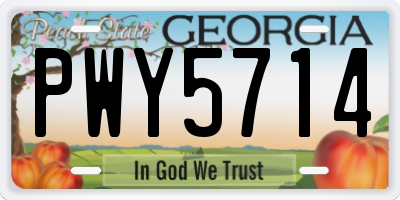 GA license plate PWY5714