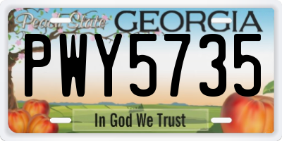GA license plate PWY5735